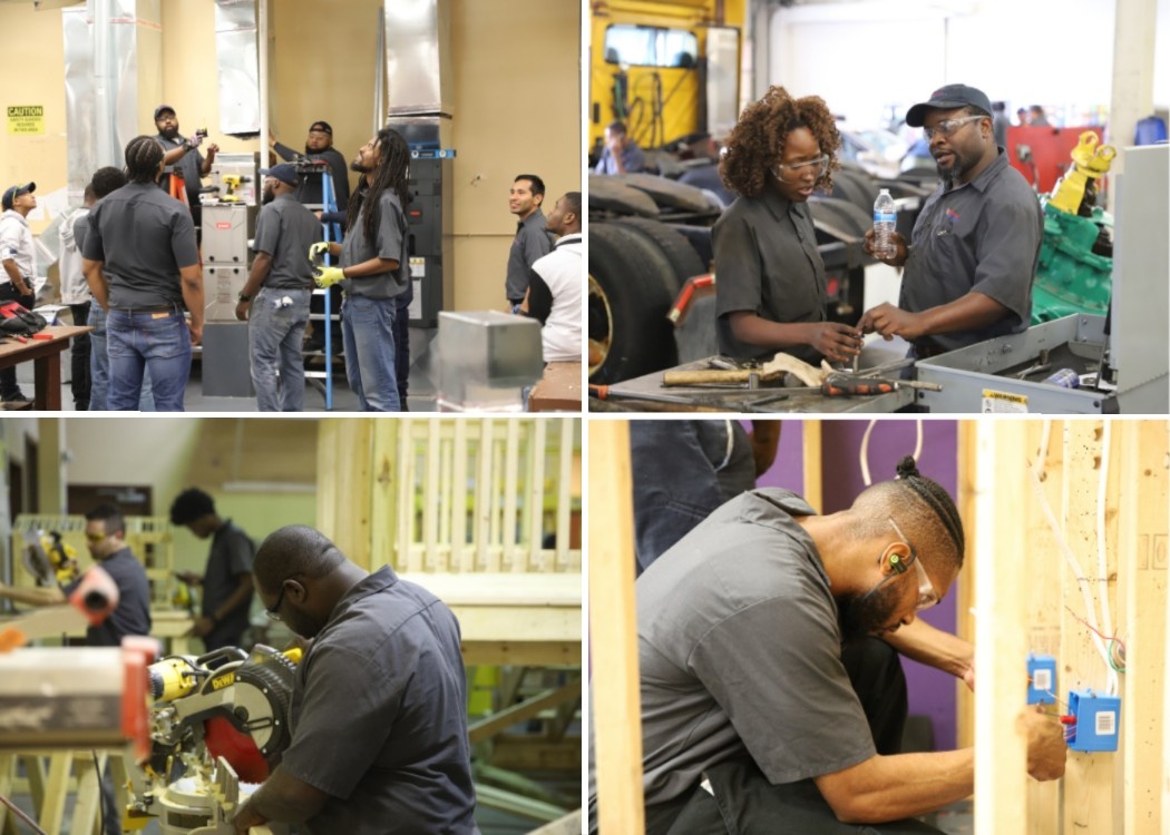 Four image collage of NATS programs: HVAC, ET, BCT, DT