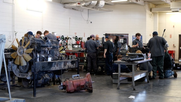Diesel Mechanic shop at North American Trades School