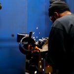 Student welder working on a welding project