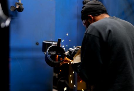 Student welder working on a welding project