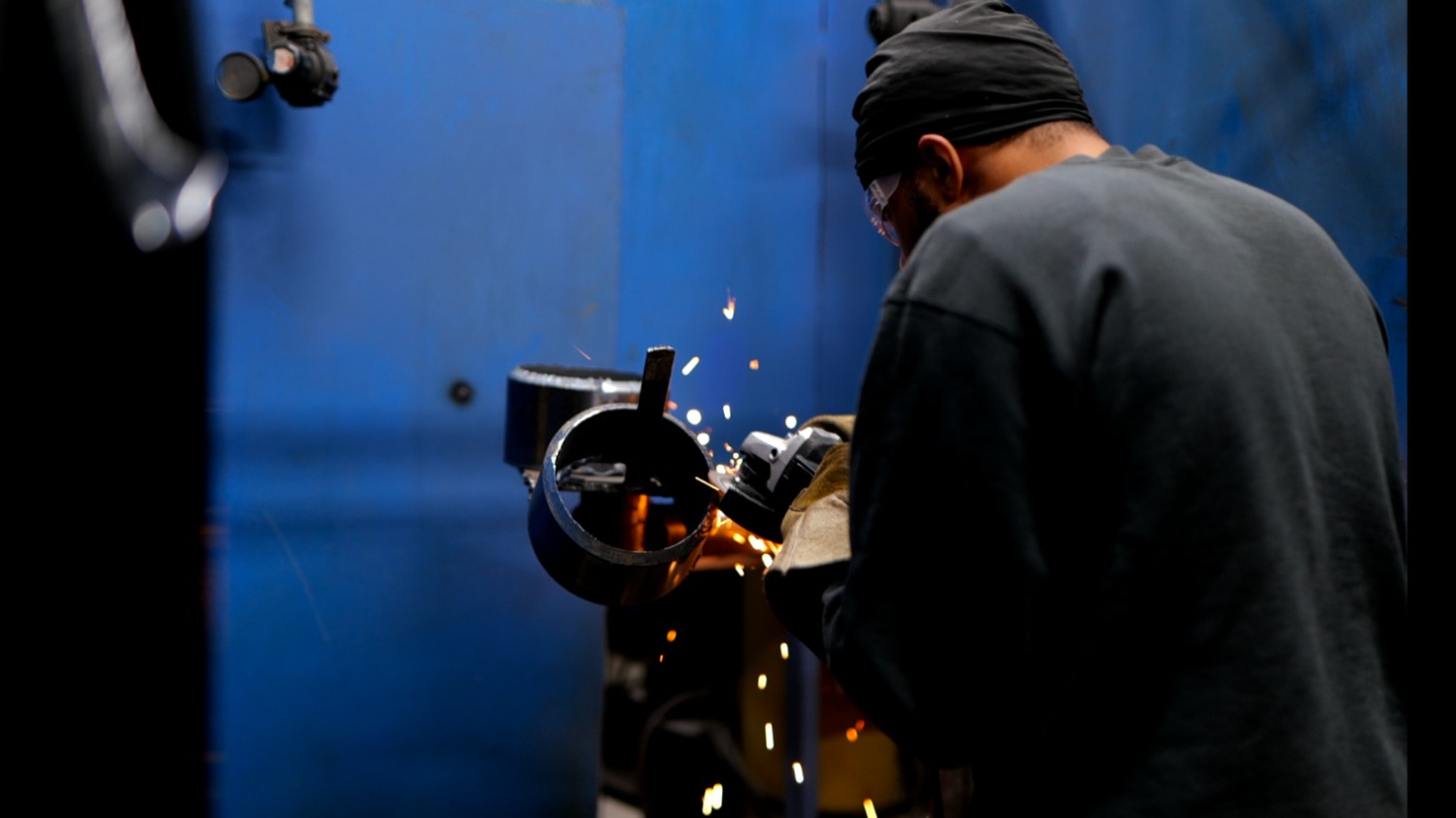 Student welder working on a welding project